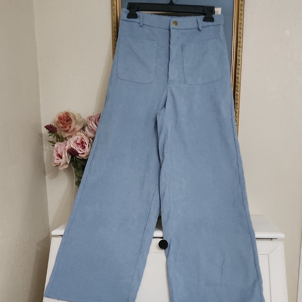 SHEIN Light Blue Corduroy Pants